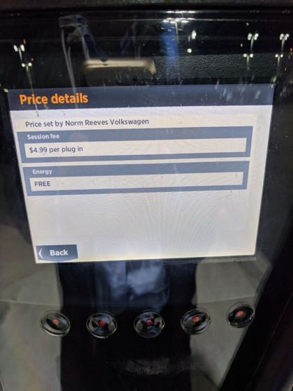 EV charger at Norm Reeves VW Superstore