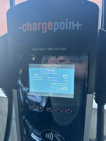 EV charger at East King St Garage
