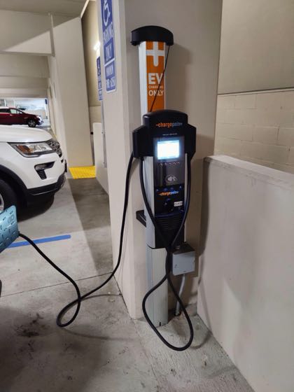 EV charger at Lakeshore Towers Parking Structure