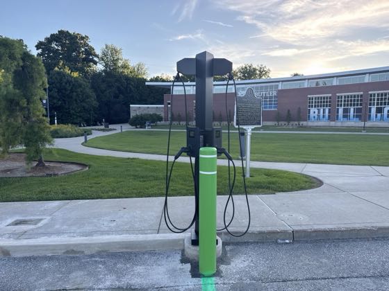 EV charger at Butler University Sunset Garage
