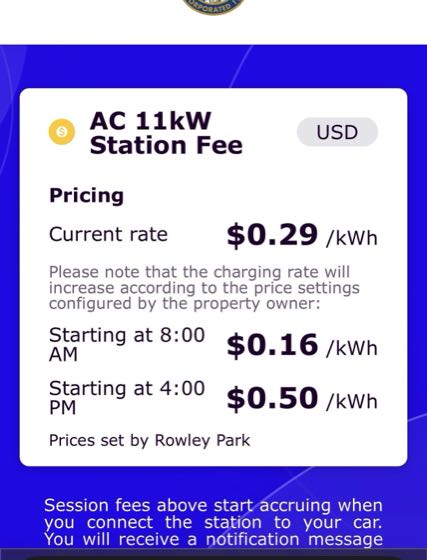 EV charger at Rowley Park