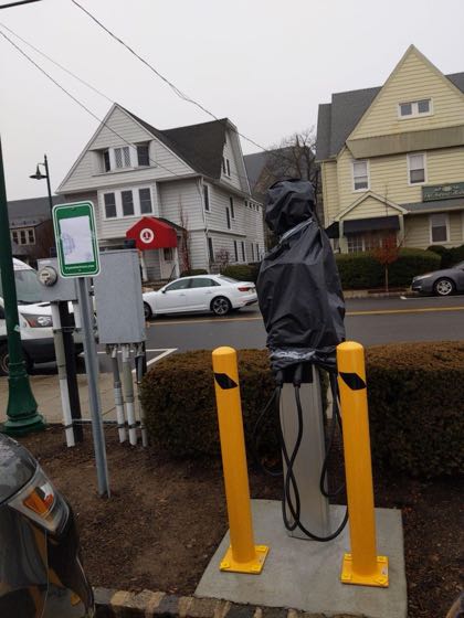 EV charger at Deforest & Woodland Avenues Lot