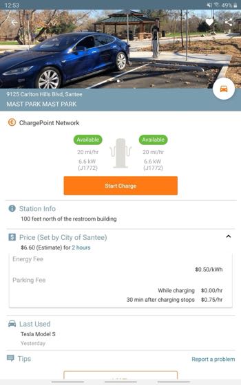 EV charger at Mast Park