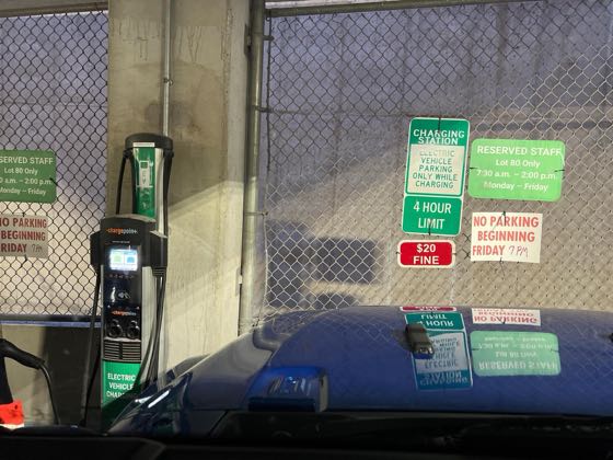 EV charger at University of Iowa Hospital Parking 3