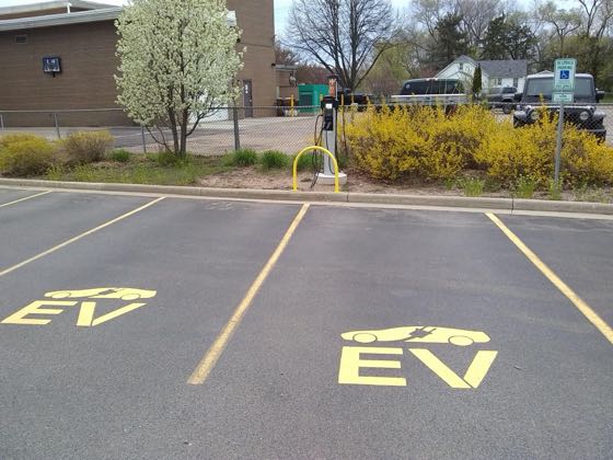 EV charger at UWSP Parking Lot Y