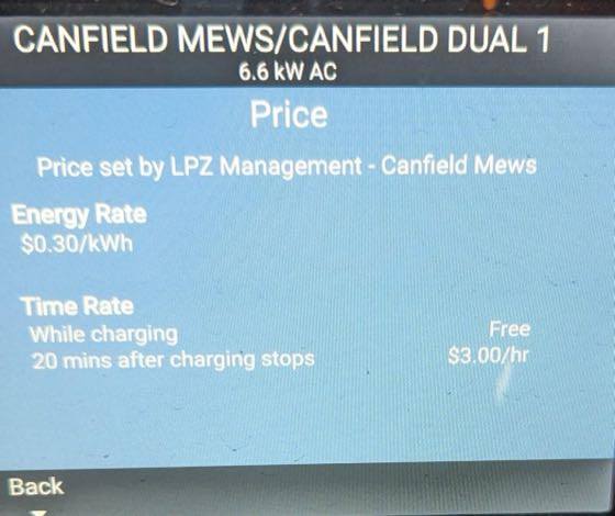 EV charger at CANFIELD MEWS CANFIELD DUAL 1