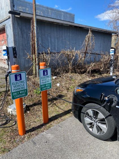 EV charger at City of Amsterdam Bridge Street Parking Lot