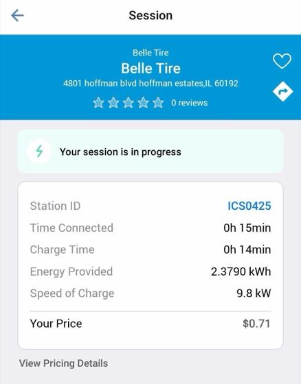 EV charger at Belle Tire
