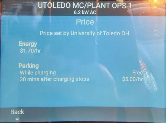EV charger at University of Toledo - Parking Area 31