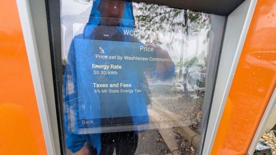 EV charger at The Health & Fitness Center at Washtenaw Community College