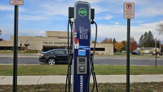 EV charger at City Hall Vine St Parking Lot