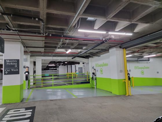 EV charger at California Plaza Garage